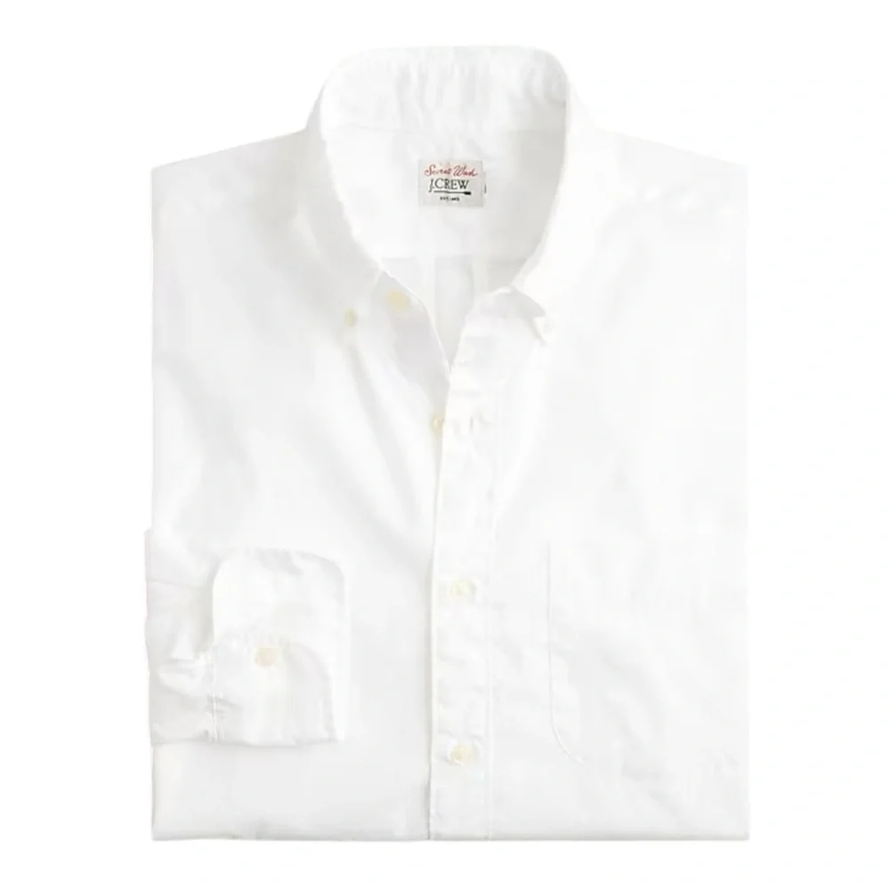 J Crew Slim Secret Wash Cotton Poplin Shirt White Button Down Mens Size XL